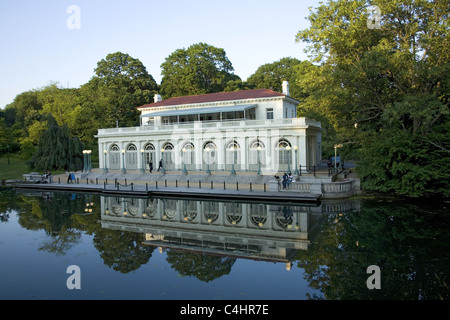 The Boathouse in Prospect Park, Brooklyn, New York which houses the Audubon Center. Stock Photo