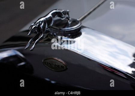 A crafted hood mascot ornament of an old Lincoln car an American luxury brand of the Ford Motor Company