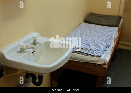 Prison cell in Museum in der Runden Ecke Museum in the Round Corner Housed in former Stasi headquarters Leipzig Eastern Germany Stock Photo