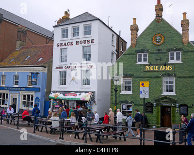 Old buildings on the quay Poole UK Stock Photo