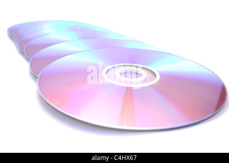 Many printable dvds isolated on white. Stock Photo