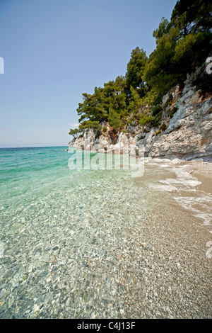 Gialos Kastani beach and bay ,  Mamma Mia movie location on Skopelos Island, Greece Stock Photo