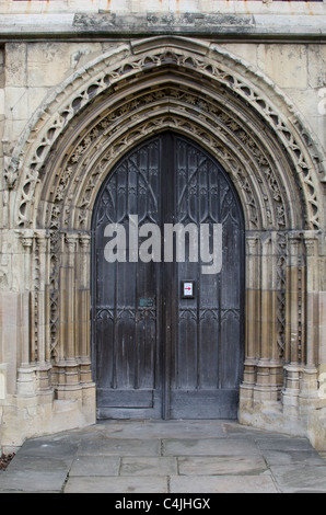 Door at St Mary's Church, Beverley, East Riding of Yorkshire, England, UK Stock Photo