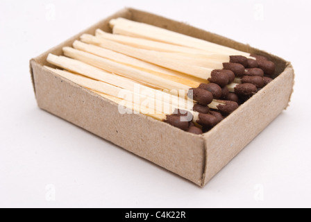 The match box and matches isolated on white background Stock Photo