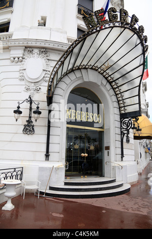 Entrance to Art Deco Hotel Negresco on the Promenade des Anglais Nice France Stock Photo