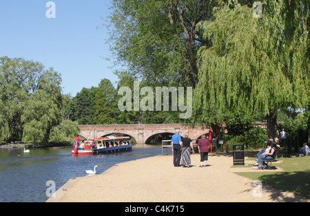 River bank and Tramway Bridge Stratford Upon Avon Stock Photo