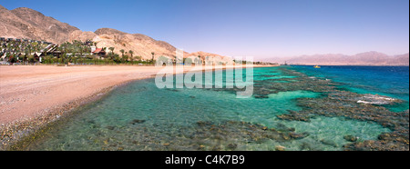 Panoramic view on Red Sea coastline at famous touristic resort in Eilat, Israel. Stock Photo