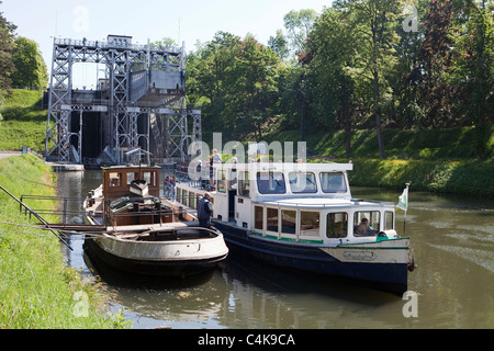 Historical hydraulic boat lift No. 3, Canal du Centre, UNESCO World Heritage, Province Hainaut, Wallonia, Belgium, Europe Stock Photo