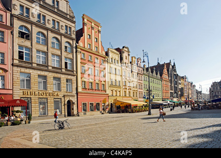 Beautiful buildings within Wroclaw city center in Poland Stock Photo