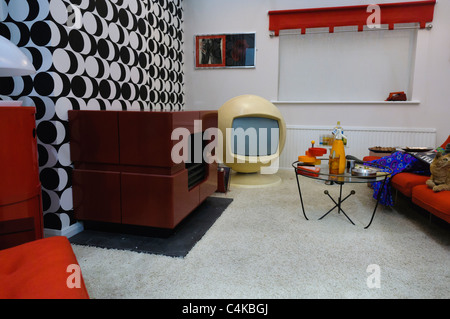 Stylized living room from the 1970s Stock Photo