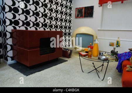 Stylized living room from the 1970s Stock Photo
