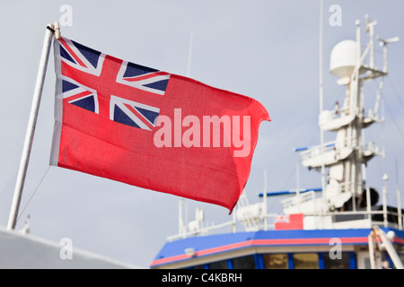 UK, Britain. Red Royal Ensign flag on a Merchant Navy vessel Stock Photo