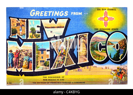 Greetings from New Mexico Vintage Post Card Stock Photo