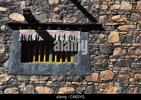 A window of typical Tibetan style in Lhasa,Tibet.Details. Stock Photo
