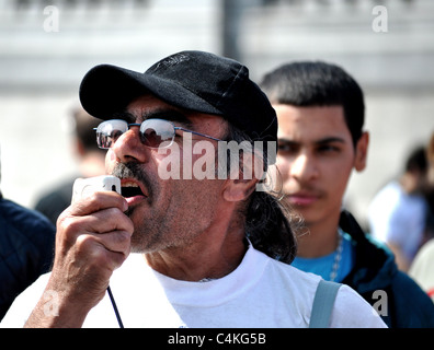 Photographs from 2011 1st May International Workers Day march, rally and later occupation of Trafalgar Square. Stock Photo