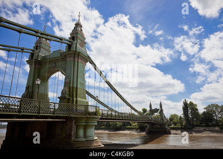 Hammersmith Bridge over the River Thames, London, England, UK Stock Photo