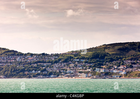 Ventnor, Isle of Wight, England, UK at dusk from the sea Stock Photo