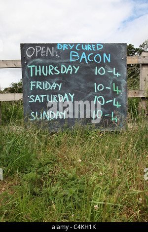 A sign outside a farm shop in the U.K. Stock Photo
