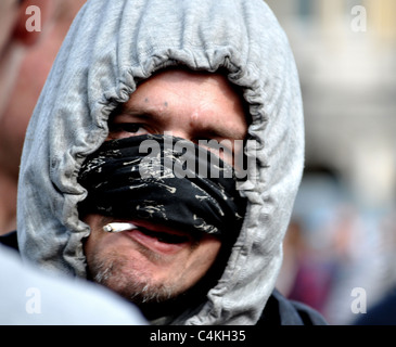 Photographs from 2011 1st May International Workers Day march, rally and later occupation of Trafalgar Square. Stock Photo