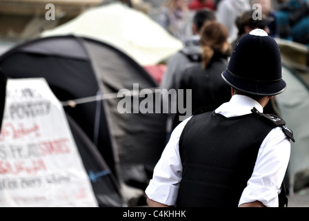 Photographs from 2011 1st May International Workers Day march, rally and later occupation of Trafalgar Square. Stock Photo