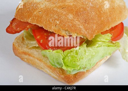 BLT (Bacon Tomato Lettuce) bread roll Stock Photo