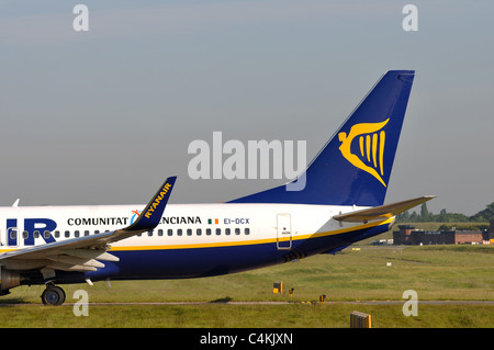 Ryanair Boeing 737 aircraft taxiing at Birmingham Airport, UK Stock Photo