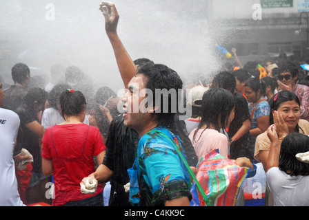 World’s biggest water fight, Songkran, Thai New Year celebration, Bangkok, Thailand. Stock Photo