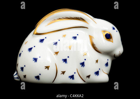 Royal Crown Derby porcelain white rabbit figurine Stock Photo