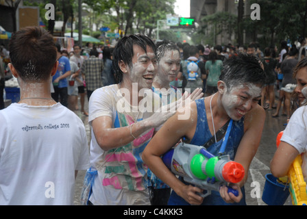 World’s biggest water fight, Songkran, Thai New Year celebration, Bangkok, Thailand. Stock Photo