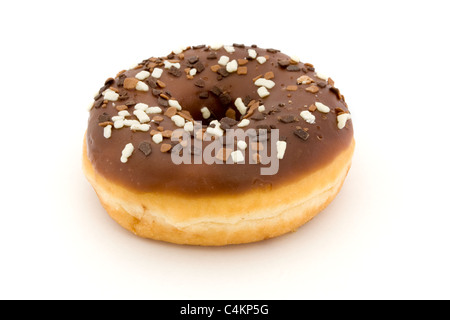 Chocolate doughnut isolated over white Stock Photo