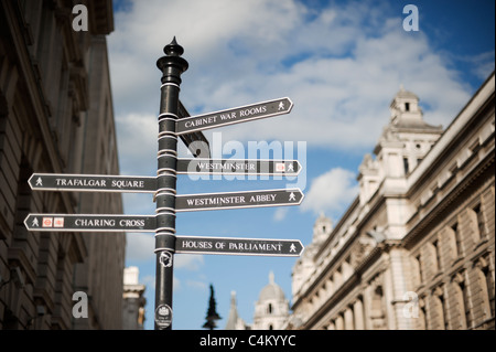 Typical street sign along Whitehall, in London, UK Stock Photo