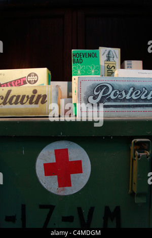 An old German first aid kit of the 'German Red Cross' Stock Photo