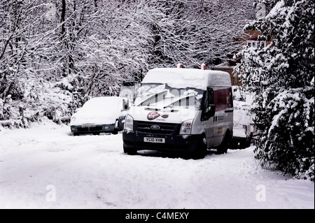 Vehicles frozen in time on an  cold morning in Crouch Hill, North London December 2010. Stock Photo