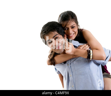 Young Indian man and woman getting intimate. Stock Photo