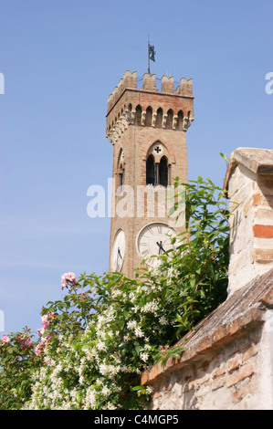 The clock tower (Campanone) in Santarcangelo di Romagna, Italy. Stock Photo