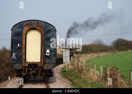 Steam hauled train at Princes Risborough, Icknield Line from Chinnor. Stock Photo