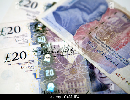 Twenty pounds Sterling banknotes, London Stock Photo