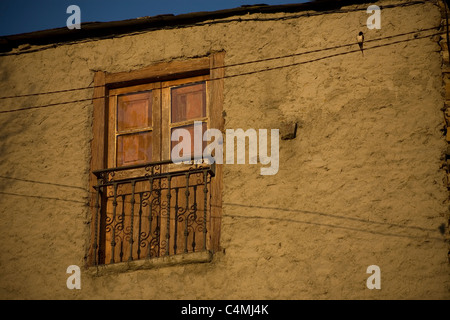 A house facade of El Acebo small village, French Way of St. James way, El Bierzo,Castilla y Leon, Spain. Stock Photo