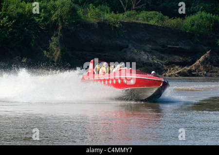 The most exciting attraction on the Fiji Coral Coast is the Sigatoka River Safari tour which takes passengers on a jet boat ride Stock Photo