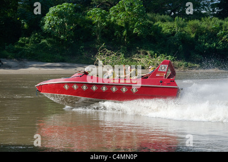 The most exciting attraction on the Fiji Coral Coast is the Sigatoka River Safari tour which takes passengers on a jet boat ride Stock Photo