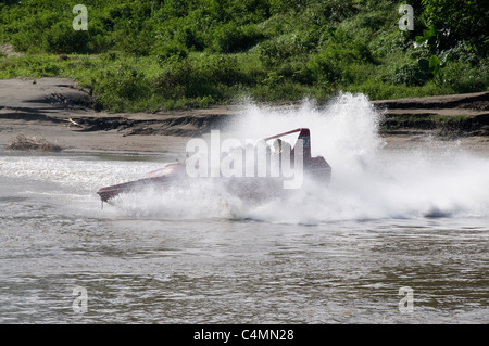 The most exciting attraction on the Fiji Coral Coast is the Sigatoka River Safari tour which takes passengers on a jet boat ride Stock Photo