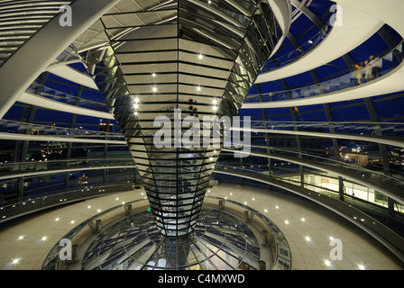 Reichstag dome at night, interior, Reichstag building, seat of the German Bundestag federal parliament, Berlin, Germany, Europe Stock Photo