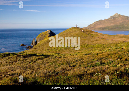 A view of Cape Horn, the southern most point in the South America, from land. Stock Photo