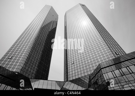 Deutsche Bank Headquarters in Frankfurt (Main);  German Bank twin towers in Frankfurt Stock Photo