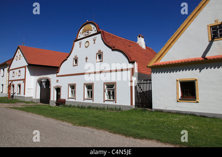 facade of houses at historical village of  Holasovice Ceske Budejovice Czech Republic, Europe. Photo by Willy Matheisl Stock Photo
