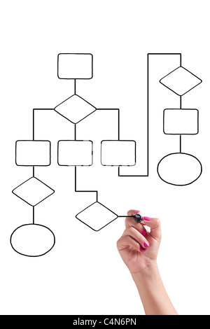 Businesswoman draws a flowchart on the whiteboard Stock Photo
