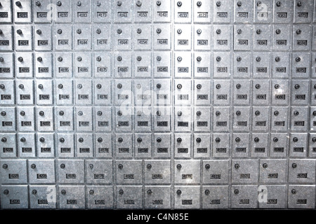 Mail boxes inside post office. Stock Photo