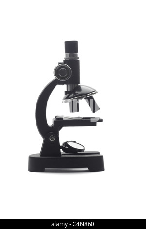 Plastic mini toy microscope on white background Stock Photo