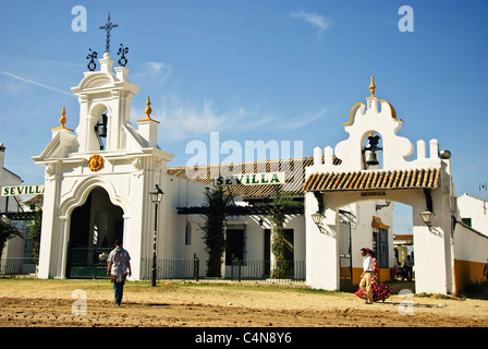 The traditional pilgrimage - Romeria in el Rocio. (Festival), Huelva, Andalusia, Spain (Hermandades Sevilla). Stock Photo