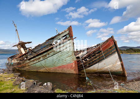 Abandoned fishing boats, Salen Aros, Mull, Scotland Stock Photo